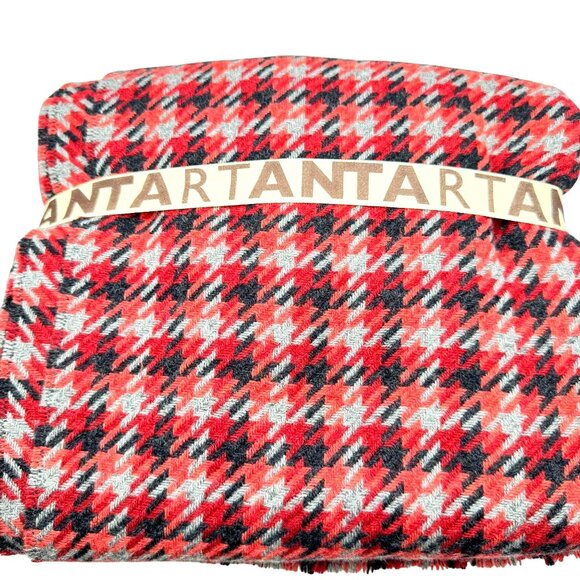 ANTA Plaid Throw Blanket 50"x60" 100% Merino Wool Red Black Grey NWT - Picture 4 of 10